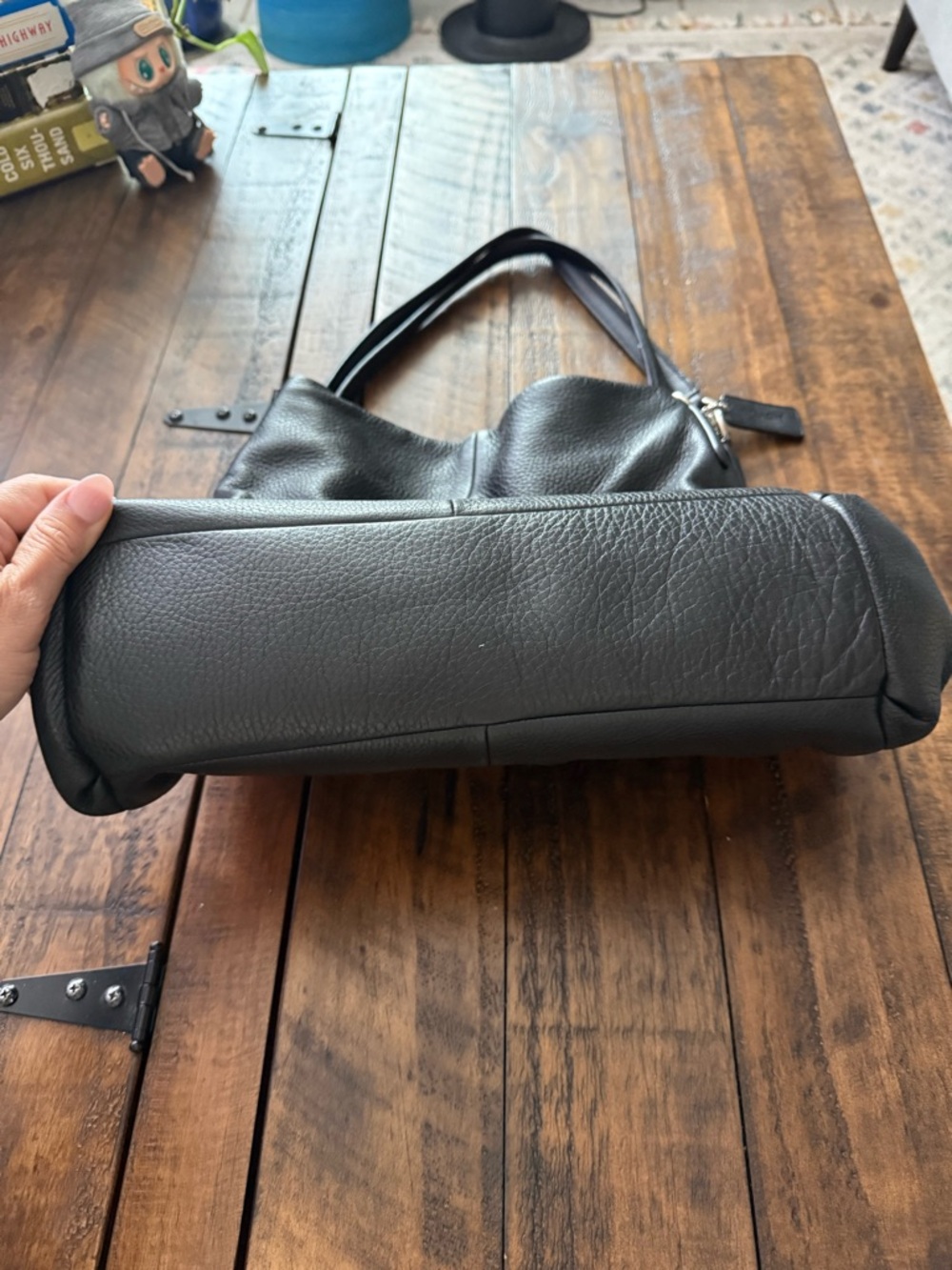 Coach Madison Phoebe Black Pebbled Leather Shoulder Bag Multi Compartments - Picture 2 of 8